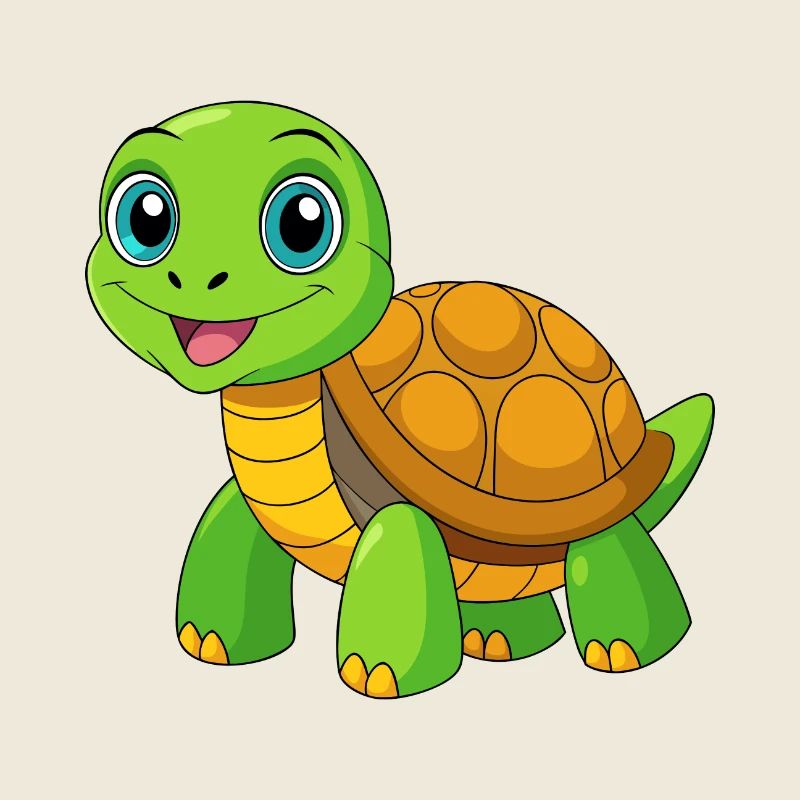 Turtle Cute Mascot Cartoon Character Kawaii