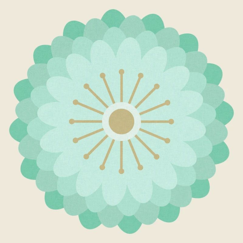 Vert menthe et fleur dorée