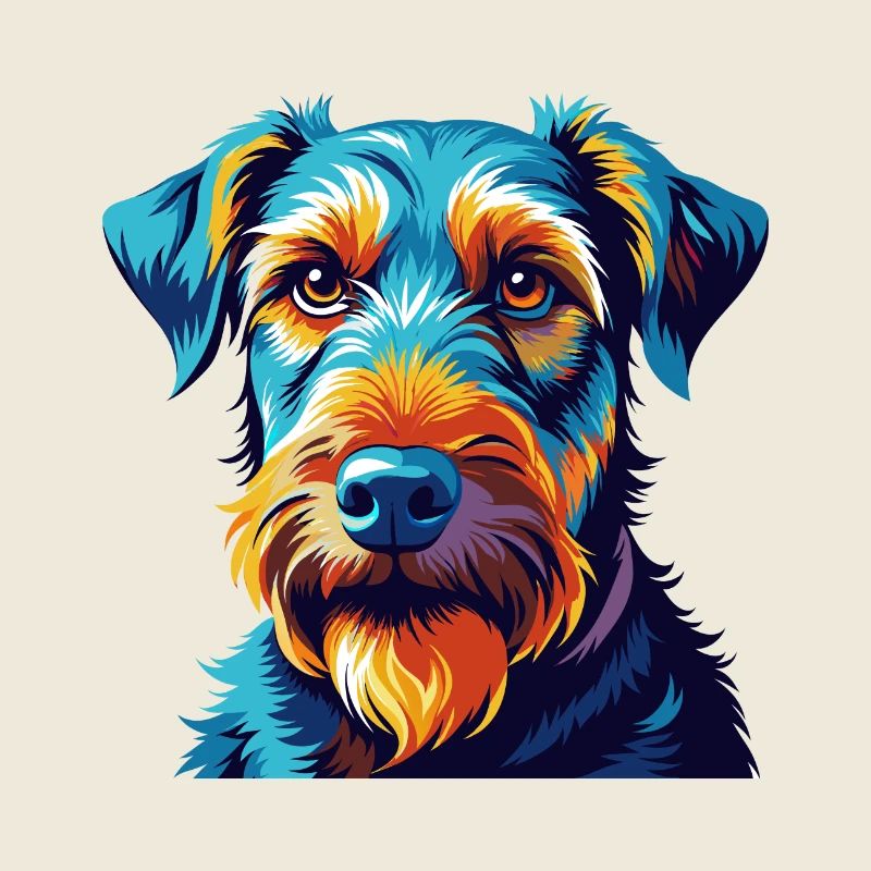 Airedale Terrier Hunderasse Bunte Karikatur Kawaii