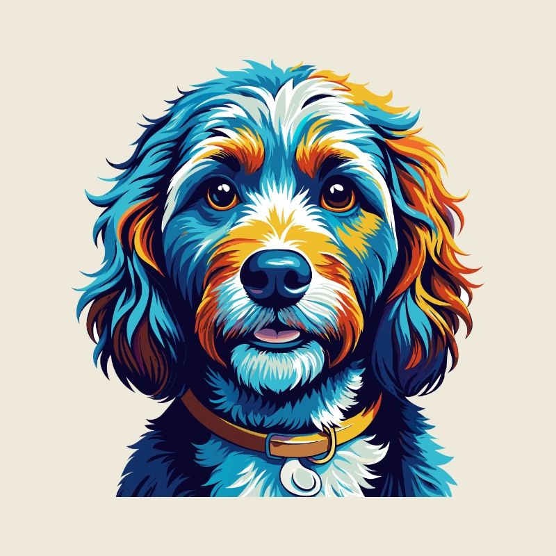Cockapoo Dog Breed Colorful Cartoon Kawaii