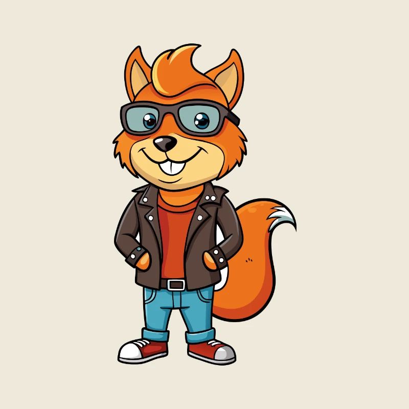 Squirrel Funny Cartoon Kawaii Jacket Sunglasses