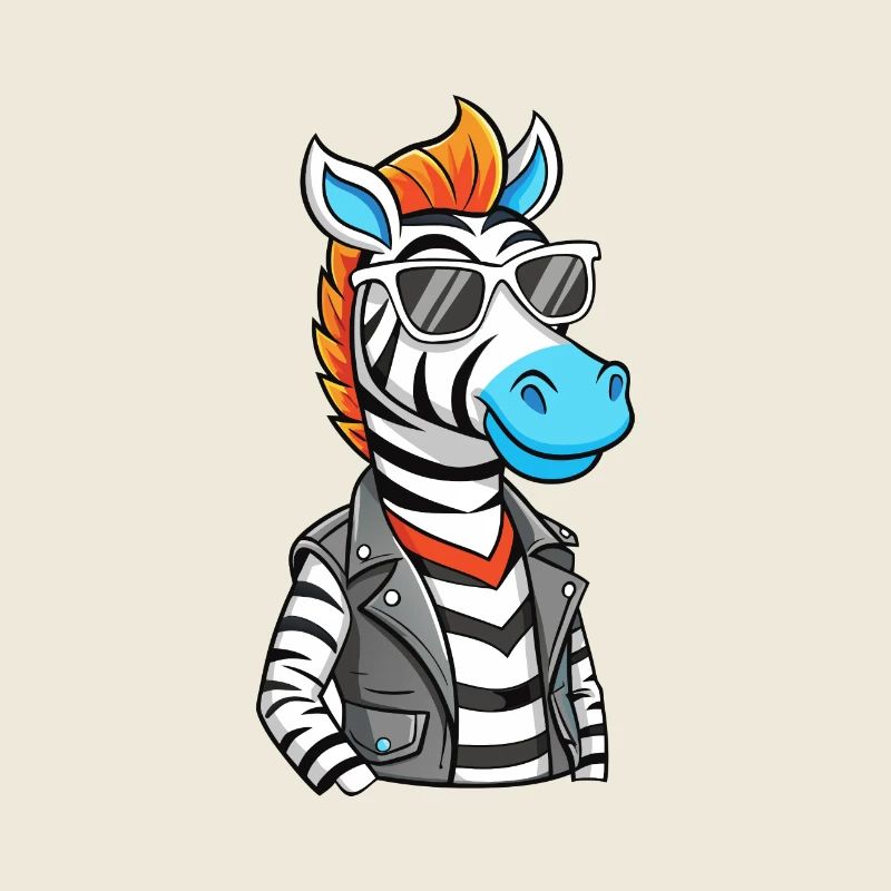 Zebra Funny Cartoon Kawaii Jacket Sunglasses