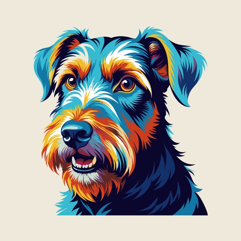 Airedale Terrier Hunderasse Bunte Karikatur Kawaii