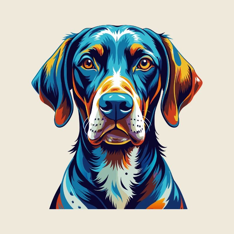 Belgian Pointer Dog Breed Colorful Cartoon Kawaii
