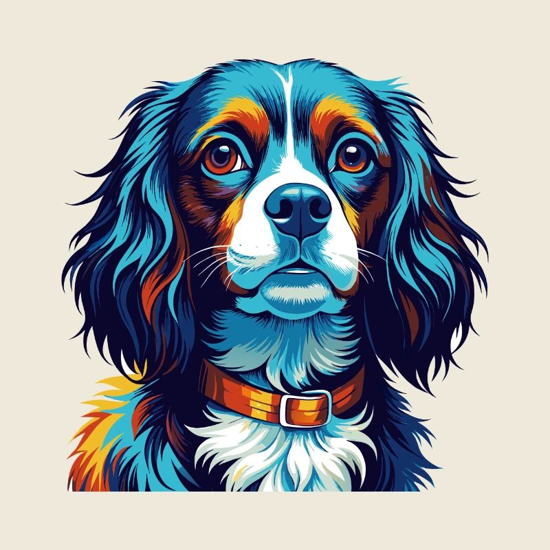 Cavalier Chien Race Coloré Dessin Animé Kawaii