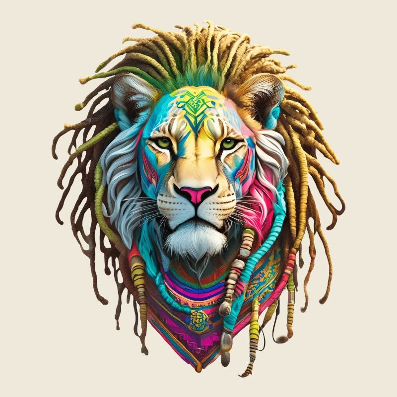 Bunte Afro Löwen und kunstvolle Dreadlocks