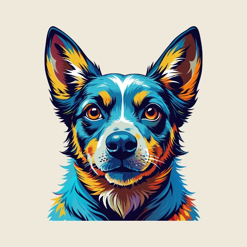 Blaue Heeler Hunderasse Bunte Karikatur Kawaii