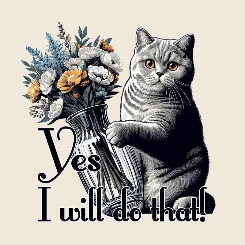BKH British Shorthair Cat Vase Topple Over Gift