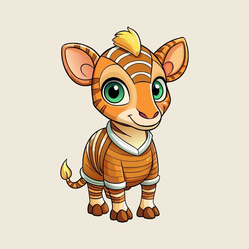 okapi mignon personnage de dessin animé kawaii clipart