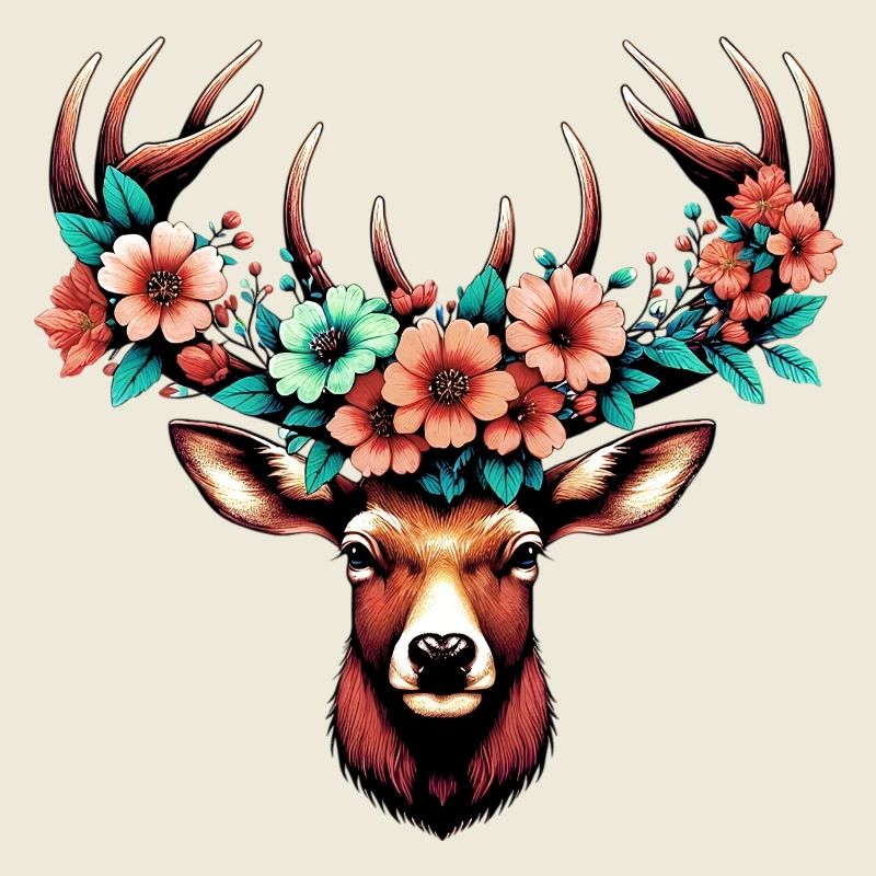 Deer with Flowers