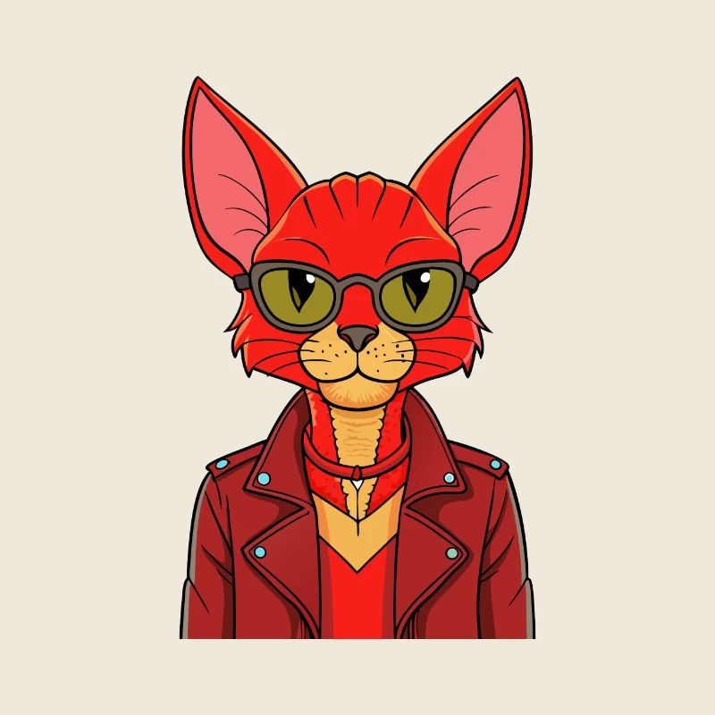 Red Devon Rex Funny Cartoon Kawaii Jacket Sunglass