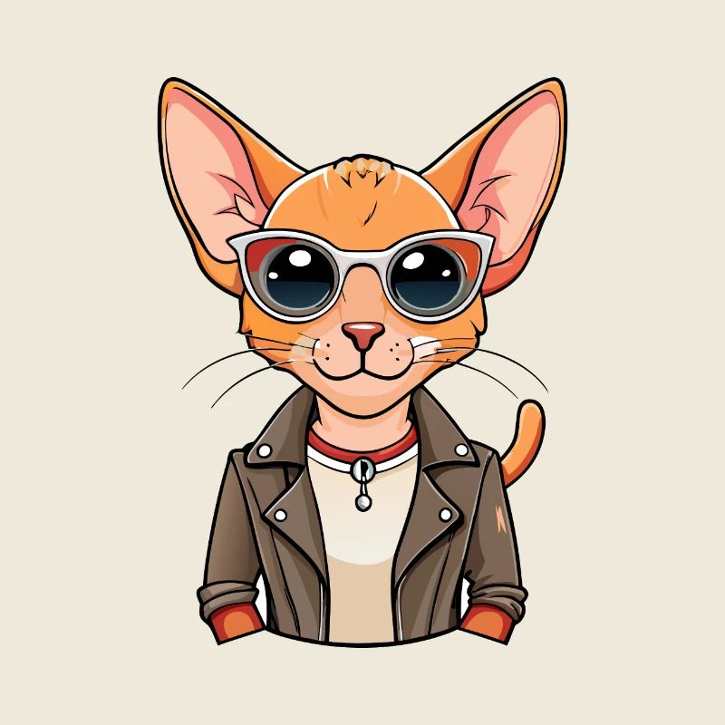 Devon Rex Funny Cartoon Kawaii Jacket Sunglasses
