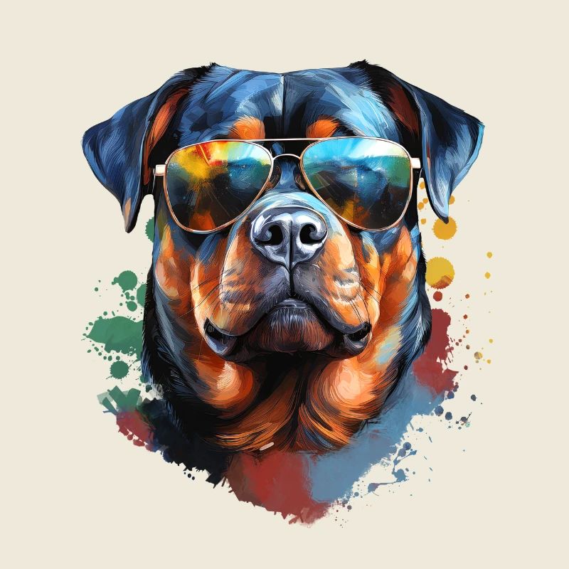 Rottweiler avec lunettes de soleil