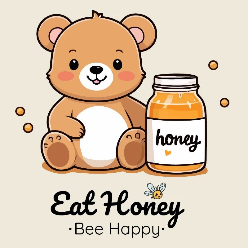 Cuddly bear with honey jar