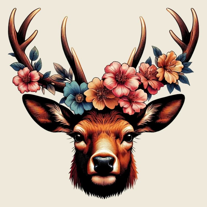 Deer with Flowers