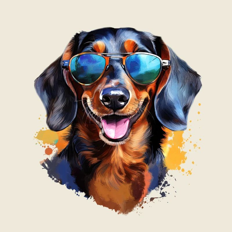 Teckel avec lunettes de soleil