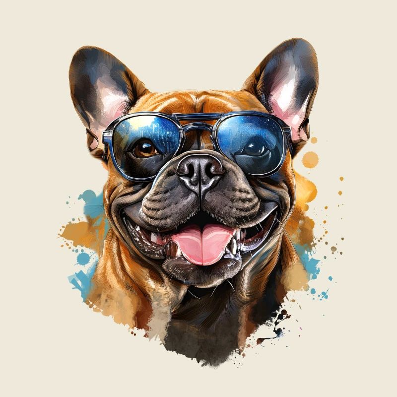 Frenchie avec lunettes de soleil