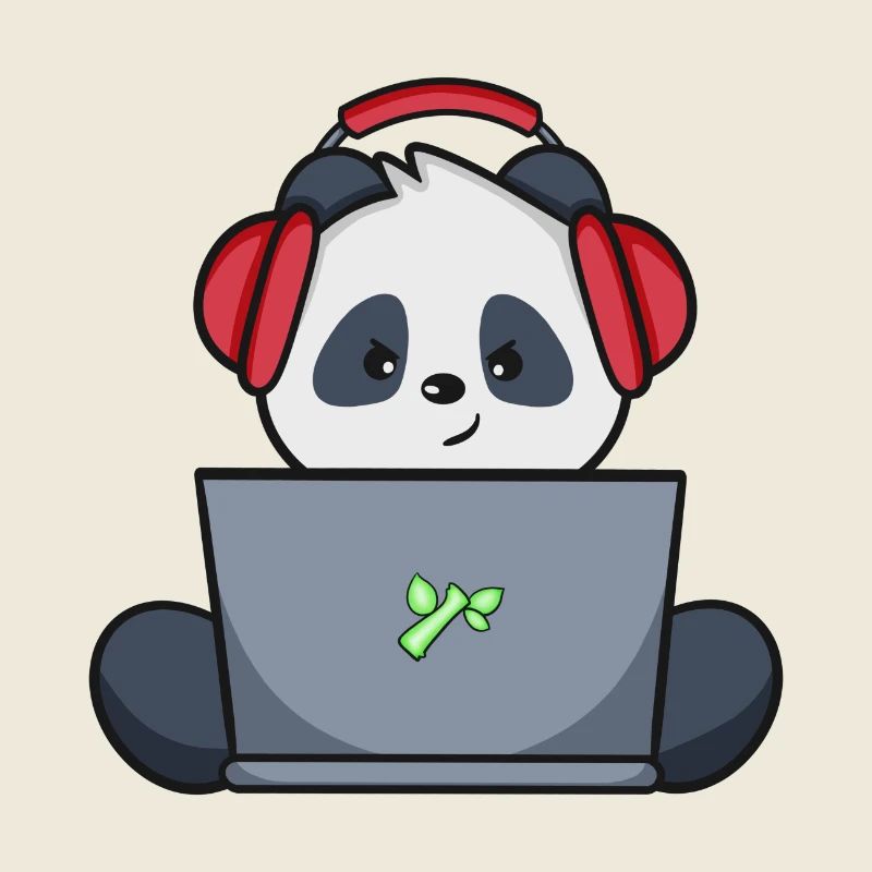 Gaming Panda mit gelbem Headset