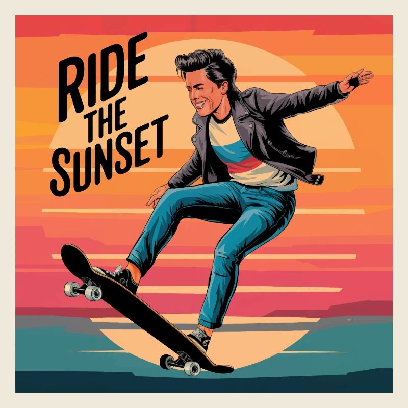 Ride the Sunset Skateboarder