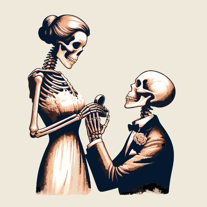 Conception de parodie de squelette de mariage