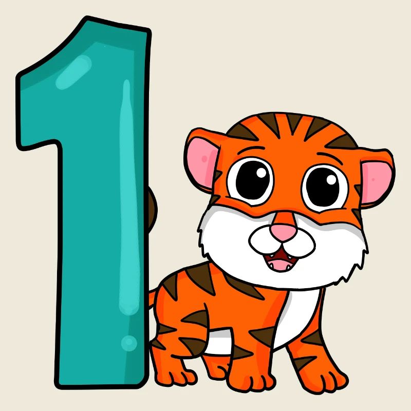 Zahl 1 Nummer Eins - Tiger Motiv