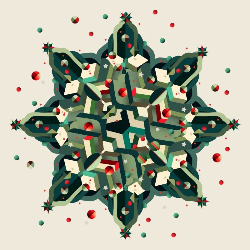 great poinsettia in geometric style