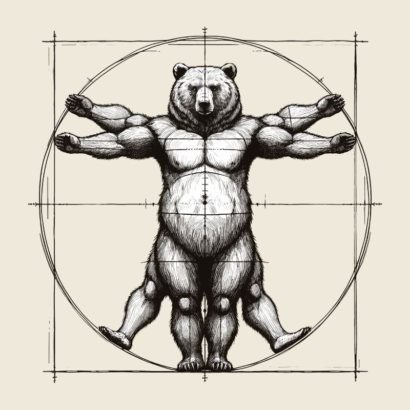 Vitruvian Bear Sketch Drawing Gift