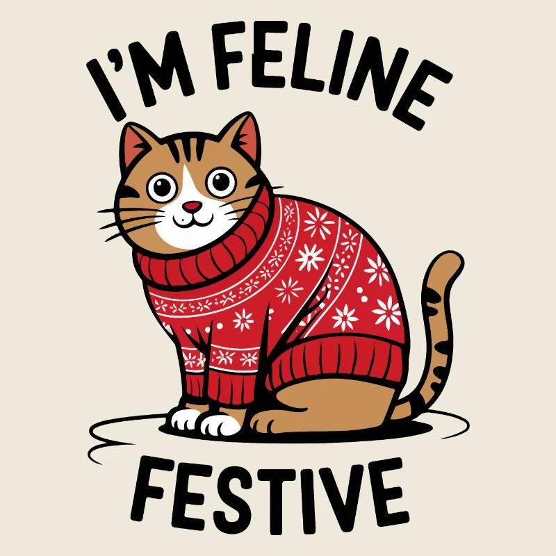 Festliche Katze mit Weihnachtspullover