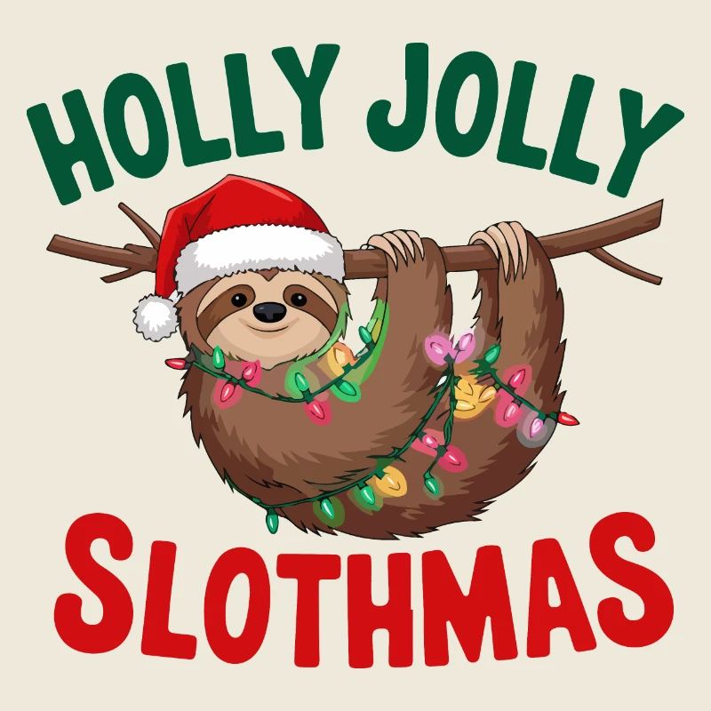 Festive Sloth Christmas Design with Lights