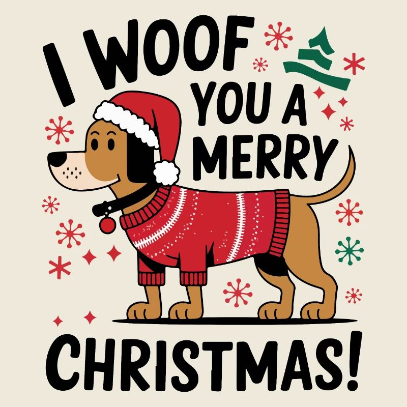 Festlicher Hund im Weihnachtspullover