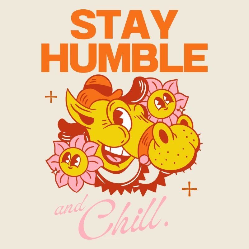 Restez humble et détendez-vous - Conception de dessin animé rétro