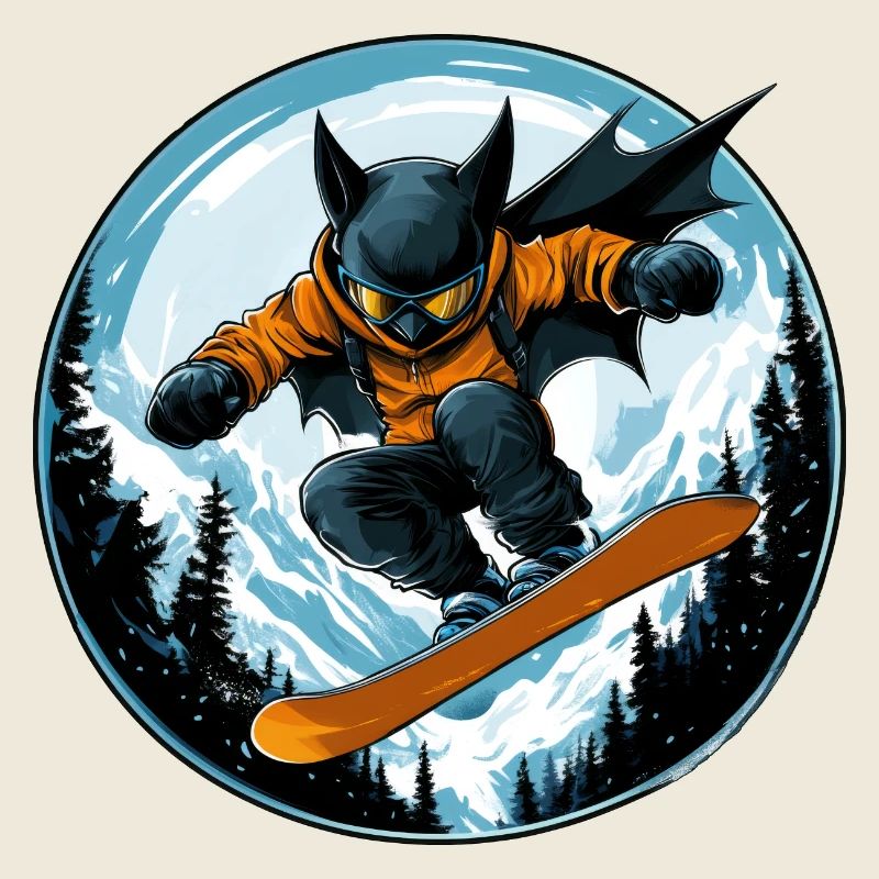 Fledermaus Snowboarder