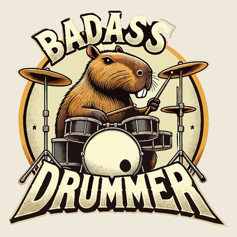 Badass Drummer Capybarun cadeau cool