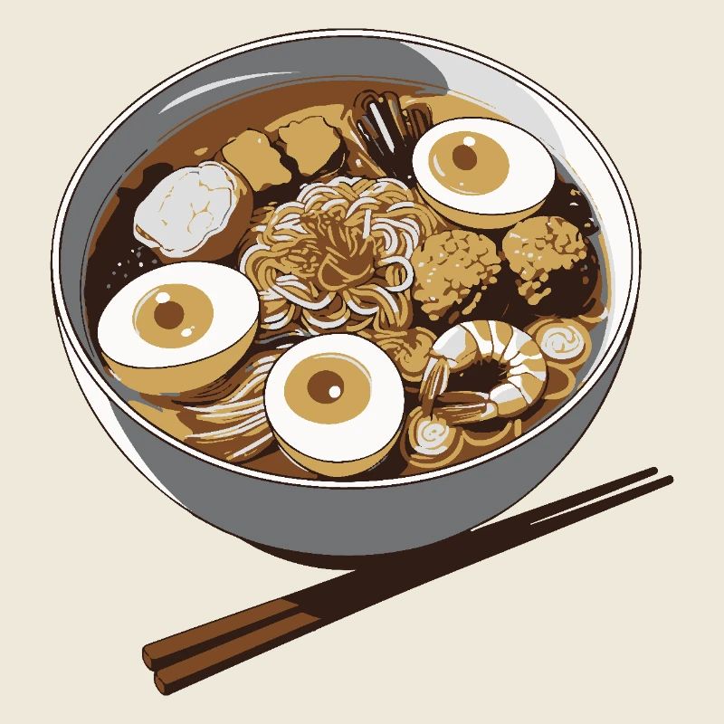 Ramen Eier Bowl Illustration