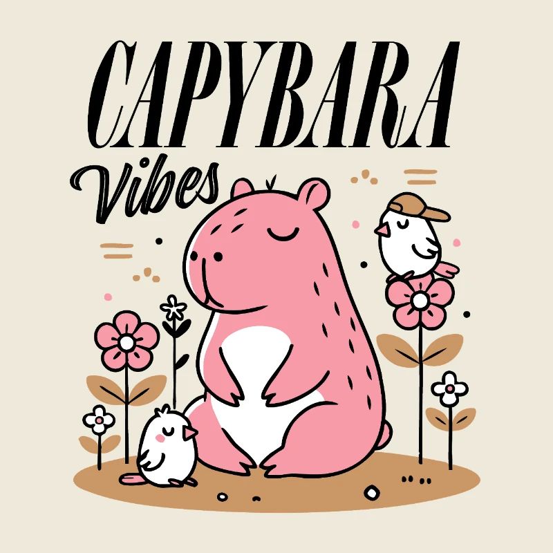 Relaxed capybara with friends