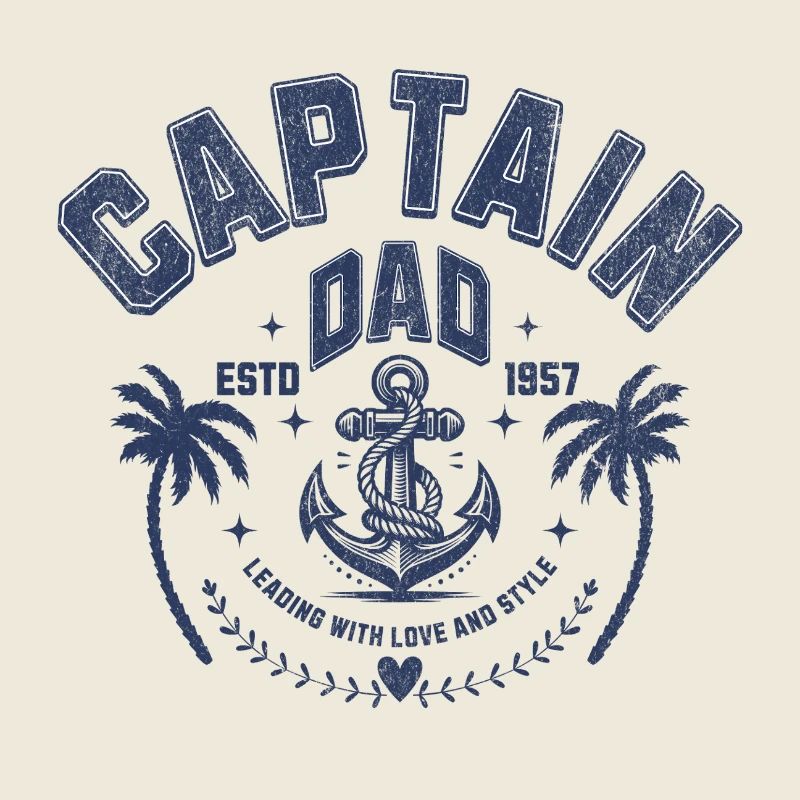 Captain Dad Design with Anchor and Palm Tree