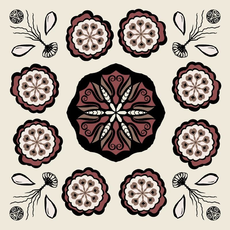 Dunkles Blütenmandala Muster