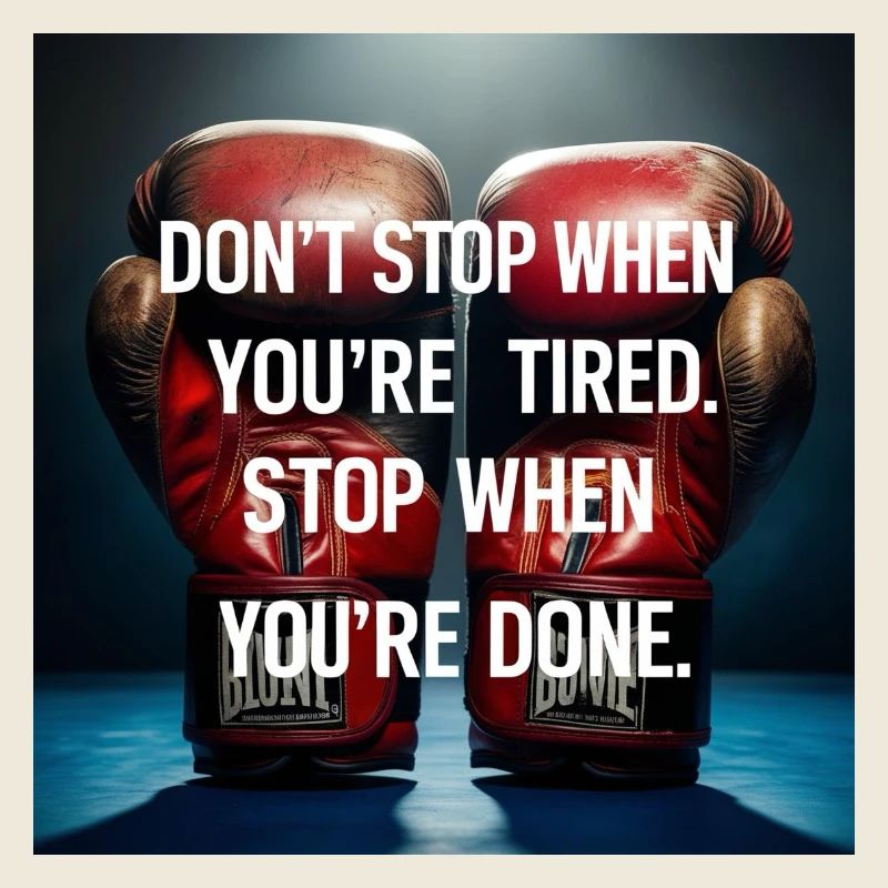 Citation de persévérance sur les gants de boxe