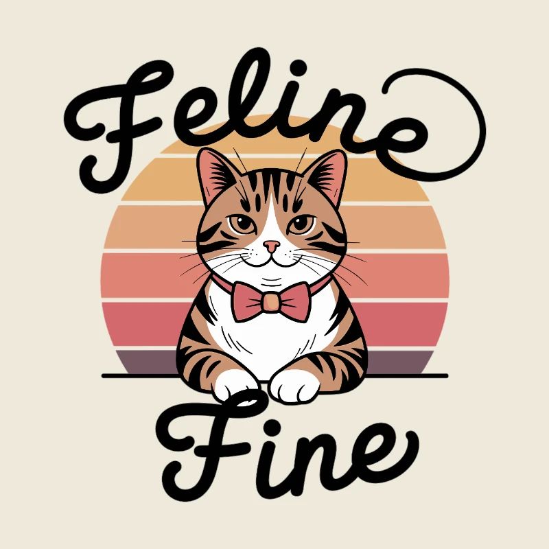 Feline Fine – Chat Sunset Rétro