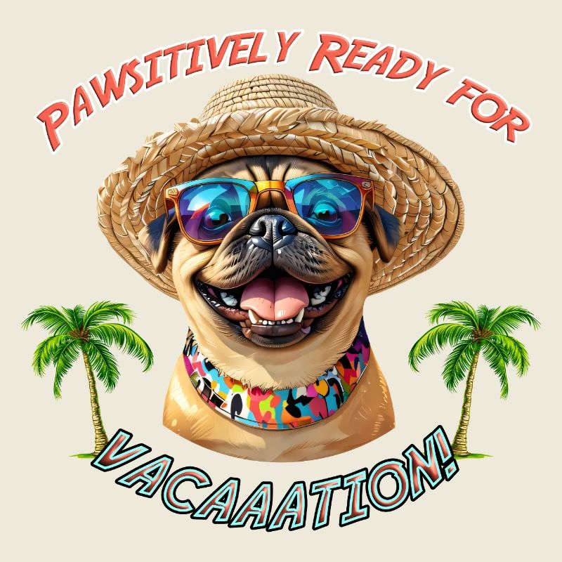 Pug in summer look: Pawsitively Ready
