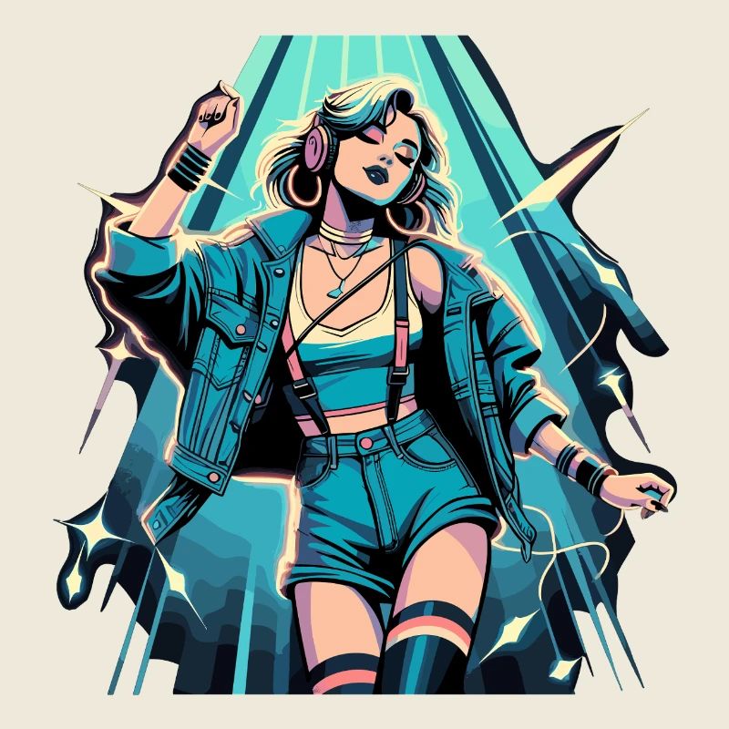 Frau tanzt Tanzen 90er Retro Disco Disko Geschenk