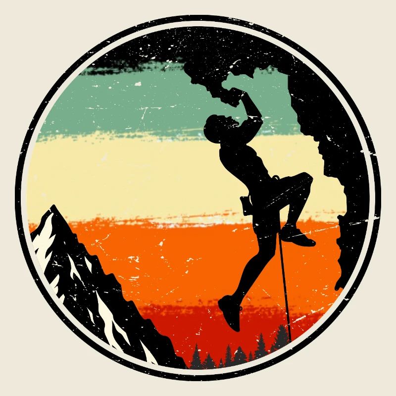 Climber on Sunset Ridge Retro