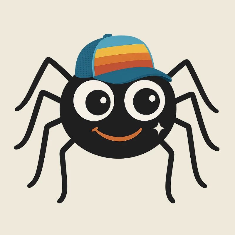Cool spider with retro cap – cute & cheeky