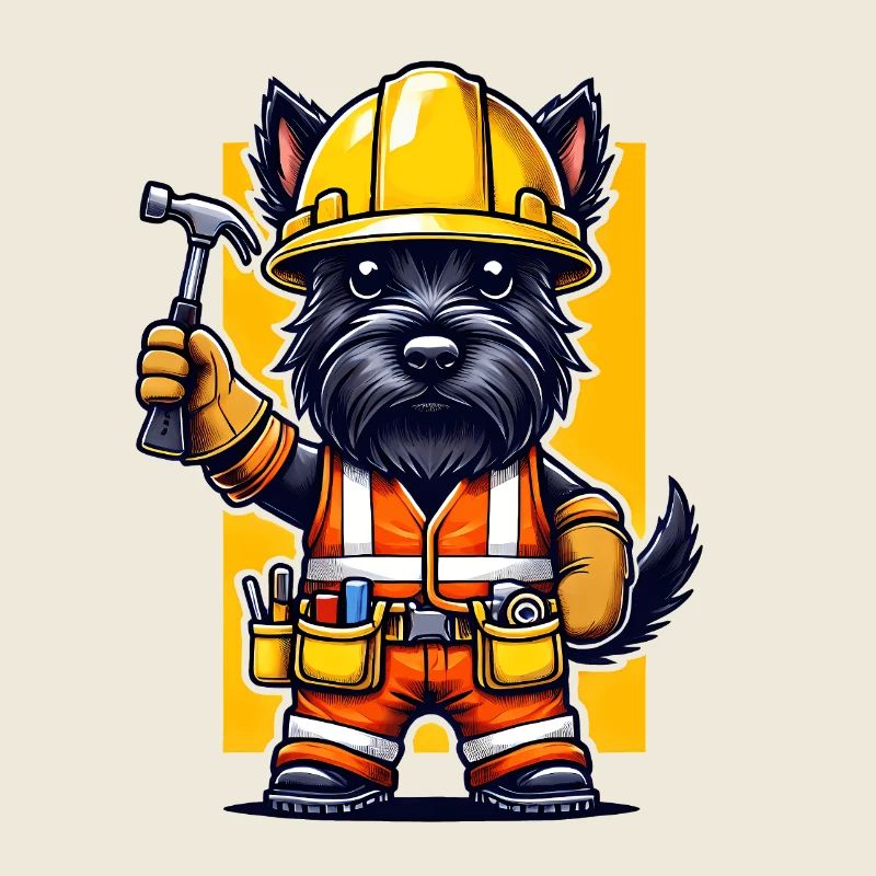 Scottish Terrier Construction Worker