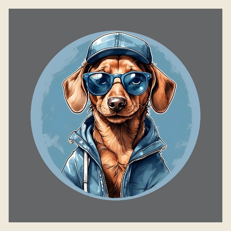 Teckel Teckel avec lunettes de soleil et sweat à capuche