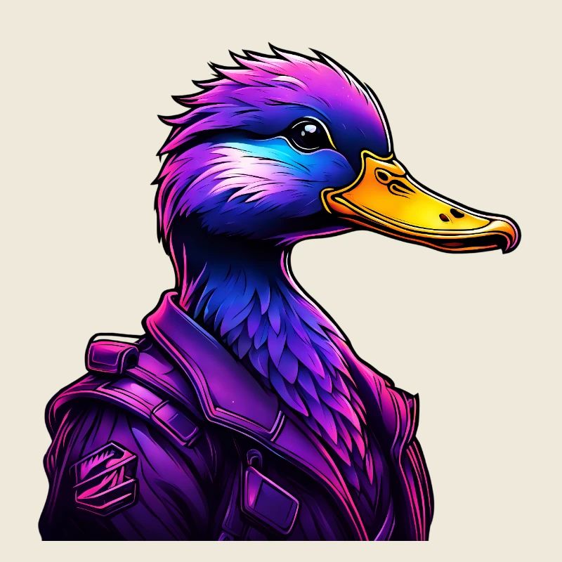 Futuristic Duck in Cyber Style