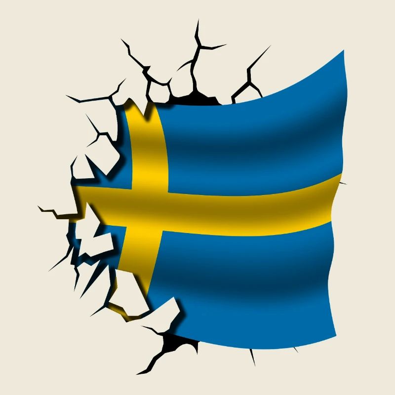 Drapeau de la Suède - Suède - Drapeau Broken Design