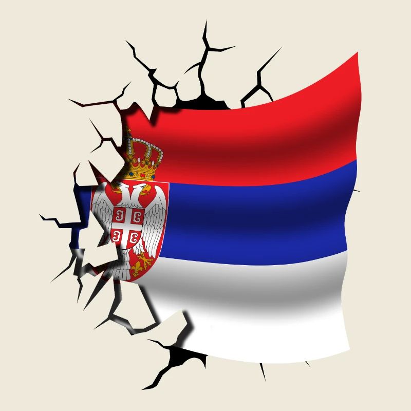 Drapeau de la Serbie - Serbe - Drapeau Broken Design