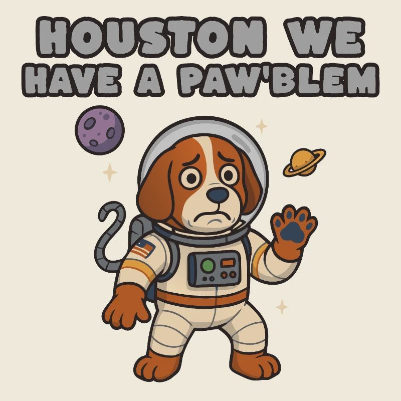 Chien de l’espace en combinaison spatiale – Paw’blem