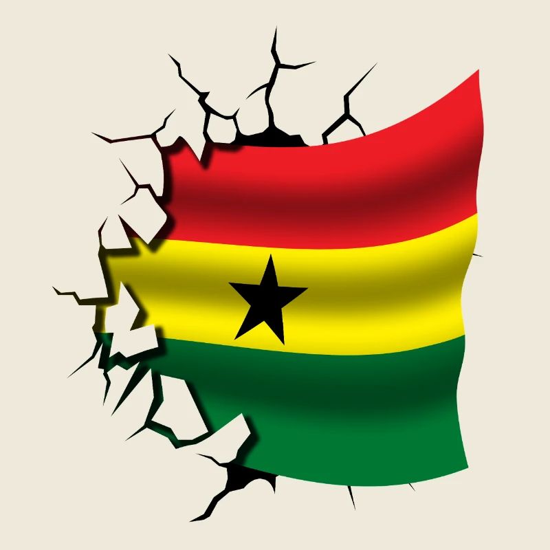 Drapeau du Ghana - Ghana - Drapeau Broken Design